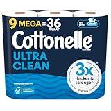 Cottonelle Ultra Clean Toilet Paper, 9 Mega Rolls (9 Mega Rolls = 36 Regular Rolls), 284 Sheets Per Roll, Packaging May Vary