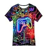 Summer Cool Neon Game Shirts for Boys Girls Size 8-9 Short Sleeve 3D Graphic Kids Novelty Tees Fashion Clothes