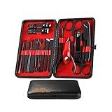 Manicure Set Men, Manicure Set Professional 18 Pcs Mens Grooming Kits Aceoce Stainless Steel Nail Care Tools with Luxurious Travel Case Pedicure Kit Gifts