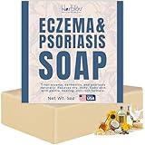 Eczema Soap Bar for Face and Body – All Natural Dermatitis, Psoriasis Treatment for Dry Itchy Sensitive Skin Relief – Gentle Detoxifying, Healing, Anti-Itch, Oatmeal Goat Milk Wash for Kids, & Adults