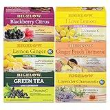 Bigelow Tea Immunity Herbal Tea Variety Pack, Caffeinated Green Tea and Caffeine Free Tea Bags for Immune Support (Pack of 6), 110 Total Tea Bags