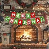 AHEONLAR Merry Christmas Banner, Red Green Xmas Decorations Paper Banner Sign With String for Fireplace/Wall/Window, Christmas Home Office Decor Banners, Christmas Party Banner for Holiday Decoration