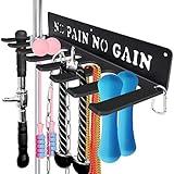 Gym Home Rack 8 Hook Heavy-Duty Wall-mounted Organizer Multi-Purpose Workout Gear Wall Hanger Storage for Resistance Bands Jump Ropes Lifting Belt Fitness Bands Barbells Carabiners Included