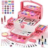 GirlsHome Kids Makeup Set for Girl 56 Pcs Washable Real Cosmetic, Non-Toxic Frozen Toys Toddler Makeup Kit, Frozen Princess Dress up Kit Christmas & Birthday Girl Gift for 3-12 (Frozen Pink)