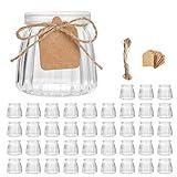 Encheng Small Yogurt Jars, 4 oz Clear Glass Jars With Lids,Glass Yogurt Container With Caps(PE),Replacement Pudding Jar,Clear Containers For Milk,Ramekin,Jams,Jelly,Mousse 40 Pack