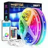 DAYBETTER Led Strip Lights 200 ft (2 Rolls of 100 ft) Ultra Long Smart Light Strips with App Voice Control Remote, RGB Music Sync Color Changing Lights for Bedroom, Kitchen, Party,Home Decoration