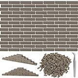 Darovly 500Pcs Mini Bricks Mini Grey Wall Realistic Tiny Bricks Miniature Bricks for Dollhouse Building Model Landscaping Accessories DIY Garden(1/35 Scale, 1Pc Tweezers)