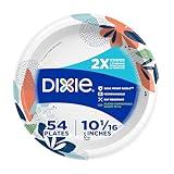 Dixie Large Paper Plates, 10 Inch, 54 Count, 2X Stronger, Microwave-Safe, Soak-Proof, Cut Resistant, Disposable Plates For Everyday Breakfast, Lunch, & Dinner Meals