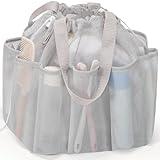 famichan Mesh Shower Caddy Portable with Drawstring, Dorm Room Essentials for College Students, Grey Shower Bag for Camping,Swimming,Gym,Travel,Bathroom