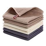 Homaxy 100% Cotton Waffle Weave Kitchen Dish Cloths, Ultra Soft Absorbent Quick Drying Dish Towels, 12 x 12 Inches, 6-Pack, Mixed Color