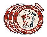 IMPERIAL VIBES - Remember Kids Electricity Will Kill You Sticker – Vinyl Decal for Window – Removable Waterproof Sticker for Van Bumper – Useable Indoor & Outdoor – Easy use for Car, Van, & SUV–Imp 10