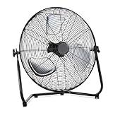 Amazon Basics 20" High-Velocity Heavy-Duty Industrial Floor Fan, 3 Speeds, Metal Construction and Aluminum Blades, Ideal for Industrial & Commercial Spaces, 125W, Black, 9.45"D x 23.43"W x 23.82"H