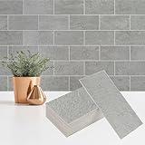 StyloVue 100 Pieces Peel and Stick Backsplash for Kitchen, 3" x 6" PVC Subway Tile 2024 Upgraded Light Grey with White Grout Backsplash Stick on Tile Elevate Kitchen, Bathroom, Fireplace,RV