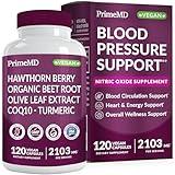 26-in-1 Nitric Oxide Supplement - Blood Pressure Supplements for Heart Health with Coq 10, Organic Beet Root Capsules, Hawthorn Berry and Garlic Supplements with 2103mg Per Serving (120 ct)