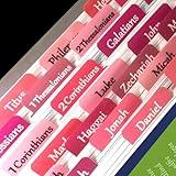 Bible Tabs, Large Print Laminated Bible Tabs for Women and Girls - Easy to Read Bible Book Tabs for Study Bible, Index Tabs for Old and New Testament, Bible Labels Tabs for Christian Gift, Pink
