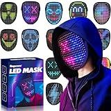 Ompusos Led Mask, Light Up Mask with Gesture Sensing, LED Lighted Face Transforming Halloween Mask, Costume Cosplay Party Masquerade