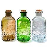 Small Clear Glass Apothecary Diffuser Decorative Bottles Vase Home Decorations Ornaments with Cork Lids ,Spice Container Spell Jars,Wedding Witchcraft Supplies, Set of 3 ,Antique /Vintage Style…