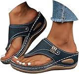 Haul Store Clearance Items Orthopedic Sandals for Women - Arch Support Wedge Flip Flops, Summer 2025 Comfortable Dressy Casual Beach Slippers Blue Sandals for Women 2025 Comfortable 8