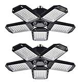 Mefflypee 2 Pack LED Garage Lights, 120W Deformable LED Garage Ceiling Lights with 5 Adjustable Panels, 12000LM E26 LED Shop Lights for Garage, Basement, Barn, High Bay Light (2 Pack)