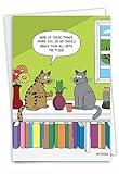 NobleWorks - 1 Funny Animal Card for Birthdays - Pet Cat and Dog Humor, Birthday Notecard with Envelope - Cat Spark Joy C7297BDG