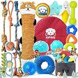 KIPRITII Puppy Toys for Dog Teething -25 Pack Various Puppy Dog Chew Toys with Rope Toys, Dog Treat Balls & Dog Squeaky Toy for Puppy and Small Dogs