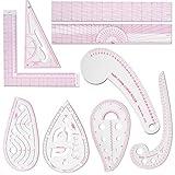 KISEER 9 Pcs Clear Metric Sewing Ruler Set French Curve Pattern Making Ruler Kit for Knitting Tailors Crafting Dress Designers Sewing Beginner Supplies (9 Pcs - A)