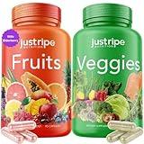 Just Ripe Nutrition Fruits and Veggies Supplement - 90 Fruit and 90 Vegetable Capsules - 100% Whole Natural Superfood - Filled with Vitamins and Minerals - Supports Energy Levels (1 Pack)