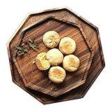 Set of 2 Acacia Wooden Trays Serving Platters Round Square Veggie Serving Tray Decor Bread Charcuterie Board Fruit Hosting Essentials Cheese Platter Vegetable Food Dish Charger Plate Charcuterie Board