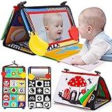 Tummy Time Baby Mirror Infant Toys Newborn 0 3 Months Brain Development with Crinkle Cloth Book Teether Black and White High Contrast Baby Toys 2 4 5 0-6 Month Boys Girls Sensory Christmas Shower Gift