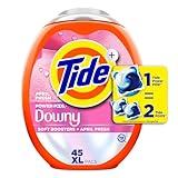 Tide Power PODs 2-in-1 Laundry Detergent Pacs with Downy Soft Boosters, Lasting Freshness with April Fresh Scent, HE Compatible, 45 Count, Tide Laundry Detergent