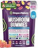 Ashwagandha and Lions Mane Mushroom Supplement Gummies - Organic - Reishi, Cordyceps, Turkey Tail, Maitake, Shitake, Chaga - Immune Defense, Boosts Cognitive Performance, Vegan, Low Carb