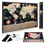 InnovativeMap Scratch Off World Map Poster and Detailed United States Map, Includes Complete Accessories Set and All Country Flags, World Maps for Wall, Fun Gifts for Travelers