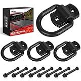 Nilight 4 PCS D Ring Tie Down Anchor 1/2" Heavy Duty Rings with Screws Bolts on Trailer Truck Bed Cargo 12000 Lbs Break Strength Hook Black