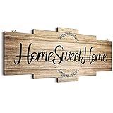 Jetec Home Sweet Home Sign, Rustic Wood Home Wall Decor, Large Farmhouse Home Sign Plaque Wall Hanging Wooden Sign for Bedroom, Living Room, Wall, Wedding Decor (Wood Color)