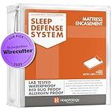 HOSPITOLOGY PRODUCTS Mattress Encasement - Zippered Bed Bug Dust Mite Proof Hypoallergenic - Sleep Defense System - Queen - Waterproof - Stretchable - Standard 12" Depth - 60" W x 80" L