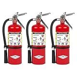 Amerex B500 ABC Dry Chemical Class A, B, and C Fire Extinguisher with 12 to 18 Feet Range and 14 Second Discharge Time (5 Lb, 3-Pack)