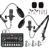 Znclces 2025 Upgraded Podcast Equipment Bundle for 2, Recording Studio Package with Pro Audio Interface(4 Customize SE) and Podcast Microphone for Gamer Podcasting, Recording, Singing, Streaming