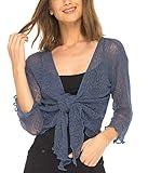 SHU-SHI Womens Sheer Shrug Tie Top Cardigan Lightweight Knit,Blue Jeans,One Size