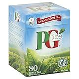 PG Tips Black Tea Bags Non-Pyramid, 80 Count (Pack of 1)