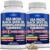 NEW AGE Sea Moss Capsules Black Seed Oil Ashwagandha Turmeric Bladderwrack Burdock - with Manuka, Honey Dandelion, ACV Black Pepper Gluten Free