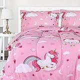 Utopia Bedding All Season Unicorn Comforter Set with 2 Pillow Cases, 3 Piece Soft Brushed Microfiber Kids Bedding Set for Boys/Girls, Machine Washable (Twin)