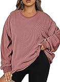 Eytino Women Plus Size Oversized Sweatshirts Casual Long Sleeve Crew Neck Pullover Sweatshirt Tops,4X Pink