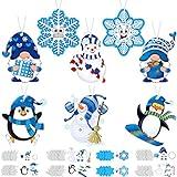 Sumind 24 Pcs Christmas Craft Kits for Kids, Winter DIY Crafts Ornament Snowman Snowflake Penguin Gnome Sticker Christmas Tree Ornament Kit for Holiday Party Favours Supplies