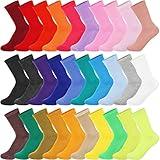 Jadive 30 Pairs Womens Socks Solid Color Crew Socks Lightweight Cute Socks Women's Cotton Socks Gym Athletic Socks(Multicolor)