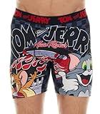 COCO BRANDS Mens Boxer Briefs - Looney Tunes Tom & Jerry Tweety Taz Daffy Duck Underwear Boxers for Men with Contour Pouch, Size Large, Tom & Jerry Hot Rod