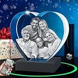 ArtPix 3D Premium Crystal Photo, Christmas Personalized Gifts for Women, Wife, Men, Mom, Dad, Her, Him, Great Custom Gift with Your Own Photo, Customized Glass 3D Laser Etched Picture Wedding Heart