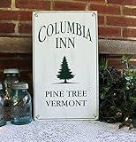 Metal Sign 8X12 Inch - Columbia Inn Christmas Sign Holiday Decor Pine Tree Vermont Holiday Sign Aluminum Tin Signs Gifts for Home Kitchen Coffee Bar Farm Wall Art Decor