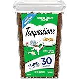 TEMPTATIONS Classic Crunchy and Soft Cat Treats Seafood Medley Flavor, 30 Oz. Tub