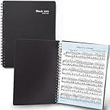 MECCALINE Sheet Music Folder (1 Pack, Black) – 40 Sleeves Display 80 Pages Spiral Binder Organizer for Music Stand – Fits Letter Size 8.5 x 11 Inch – Direct Page Writing with Detachable Name Tag