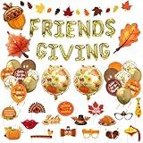 Ouddy Life 74 Pcs Friendsgiving Party Decorations, Fall Balloons Arch Garland FRIENDS GIVING Foil Maple Leaves Banner Fall Photo Booth Props for Fall Autumn Thanksgiving Fireplace Wall Party Supplies